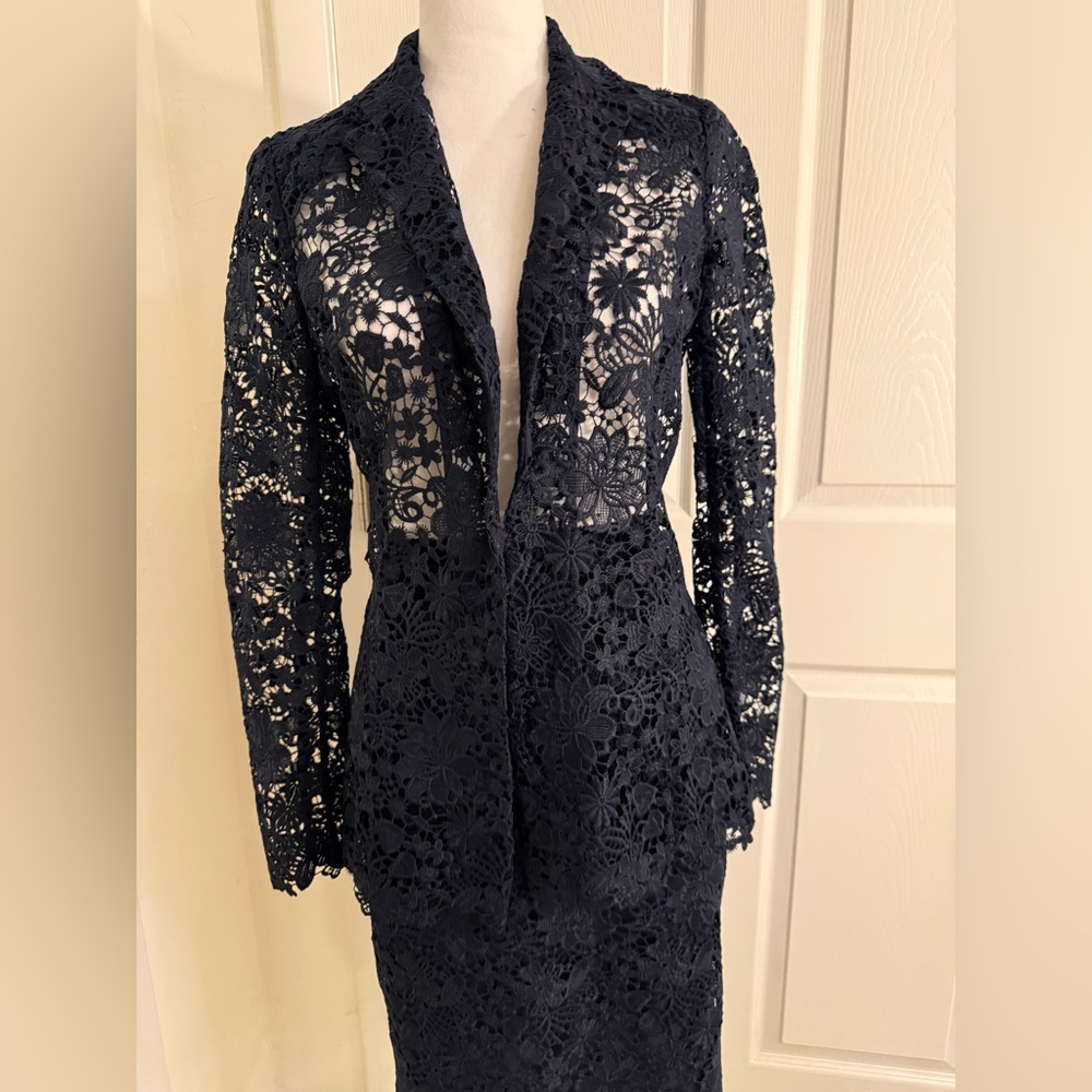 Doncaster Women's Navy Lace Evening Suit
